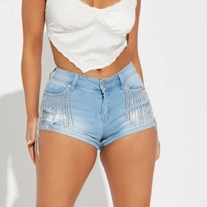 Fashion Nova Embellished Denim Shorts